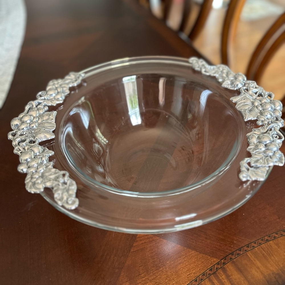 Large Vintage Arthur Court Phoenix Grape Serving Bowl NIB Never Used Signed 1998